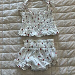 Amazon Kids Matching Set - White with Red Floral